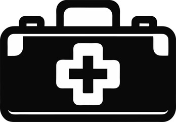 First Aid Kit Silhouette Vector Illustration 
