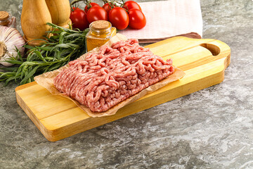 Raw uncooked red minced meat