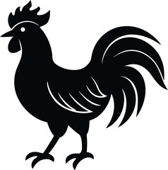 Vector illustration of a bold rooster head silhouette for rural design themes