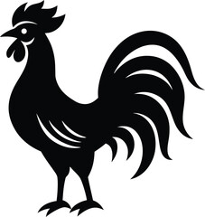 High contrast rooster head silhouette vector for clean logo creation
