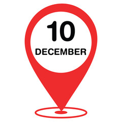 December 10 Location Pin Icon  Date Marker for Calendar & Map UI Design