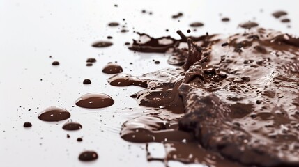 Fototapeta premium perfectly isolated high-resolution image of natural mud splashes and water droplets, organically spread across a clean white background