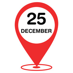 December 25 Location Pin Icon  Date Marker for Calendar & Map UI Design