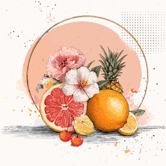 wreath, frame, summer banner, summer frame, summer cute, flower, frame, nature, rose, floral, flowers, plant, leaf, spring, decoration, illustration, vector, red, beauty, card, summer, blossom, bloom,