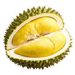 durian opened on white background