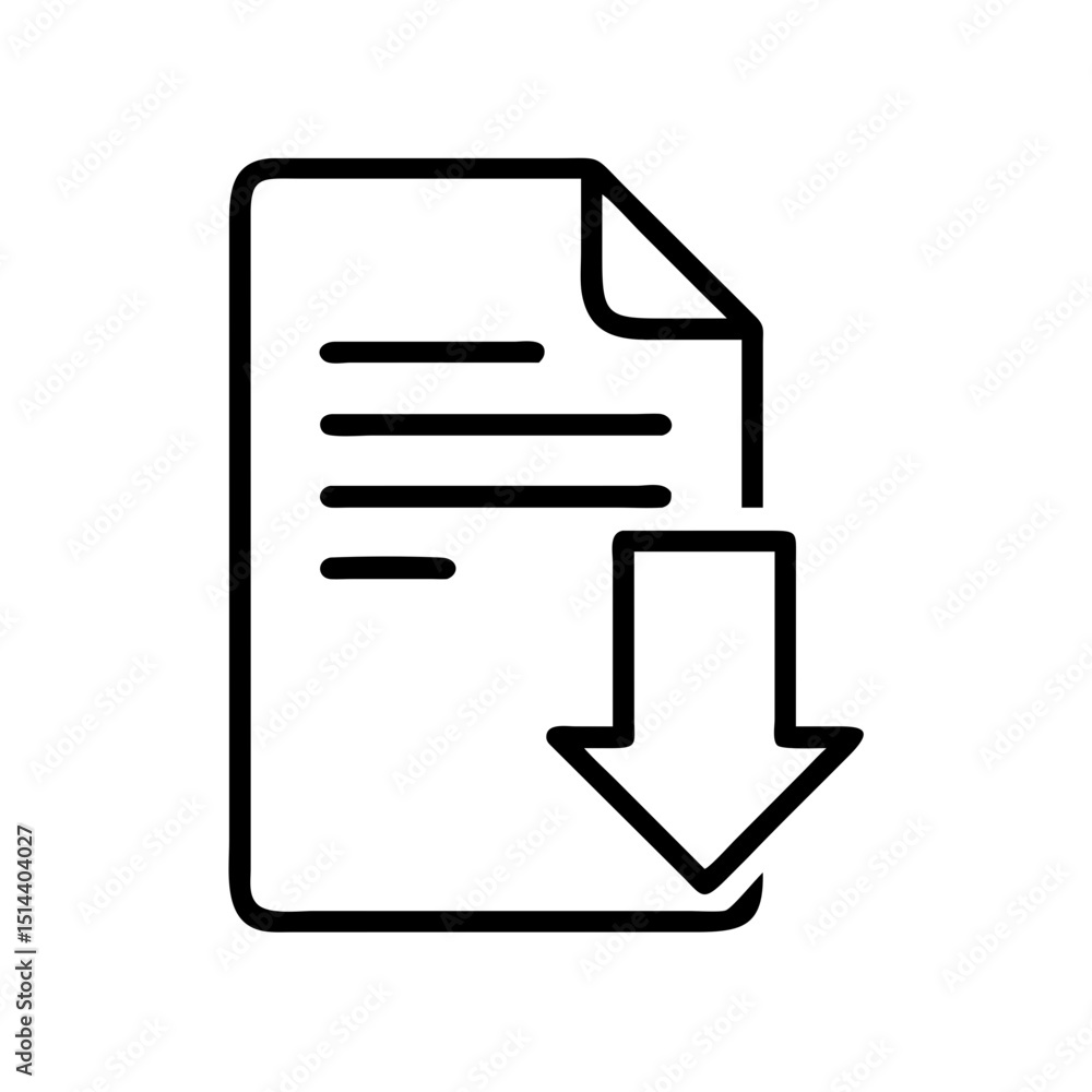 Poster document download arrow icon on transparent background for web and graphic design