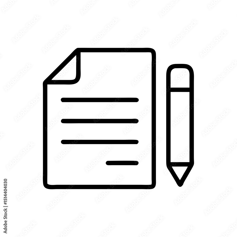 Aufkleber document and pencil icon on transparent background for web and graphic design