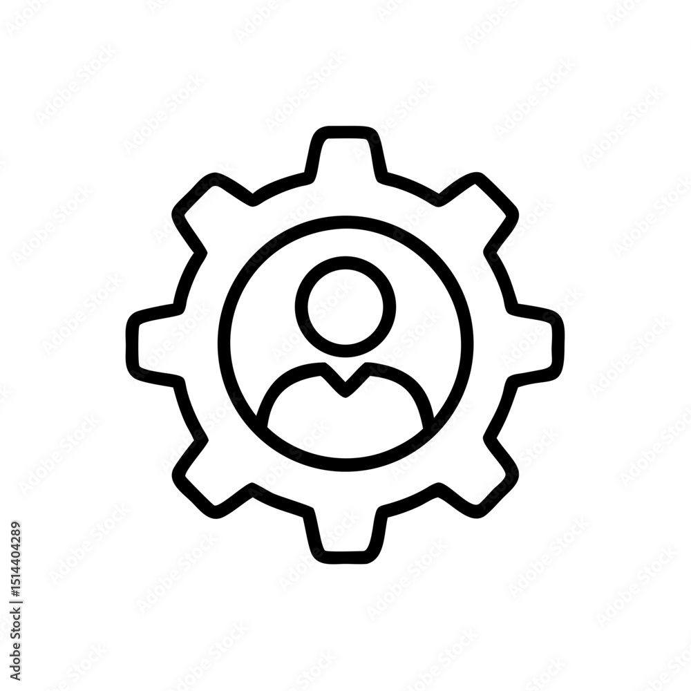 Poster gear with person icon on transparent background for web and graphic design