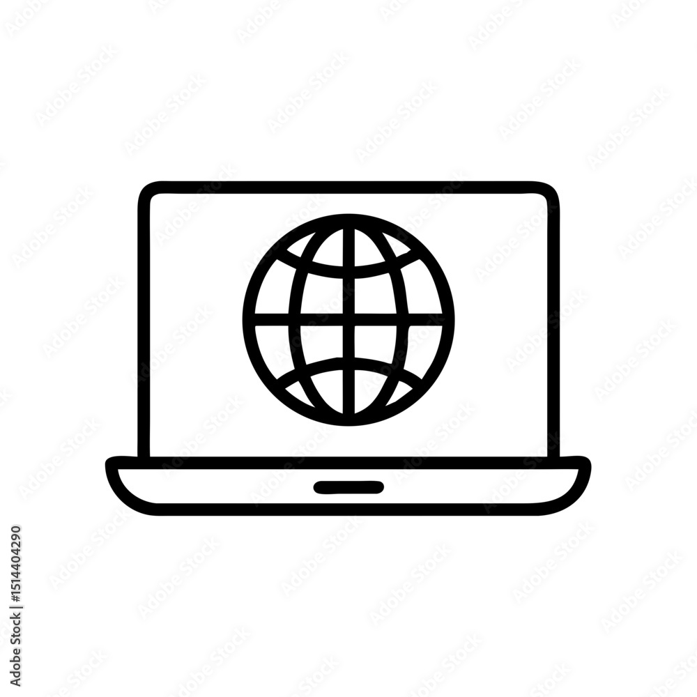 Poster global laptop icon on transparent background for web and graphic design