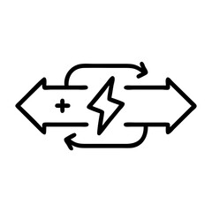 Dual charging arrows icon on transparent background for web and graphic design