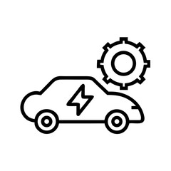 Electric car with bolt icon on transparent background for web and graphic design