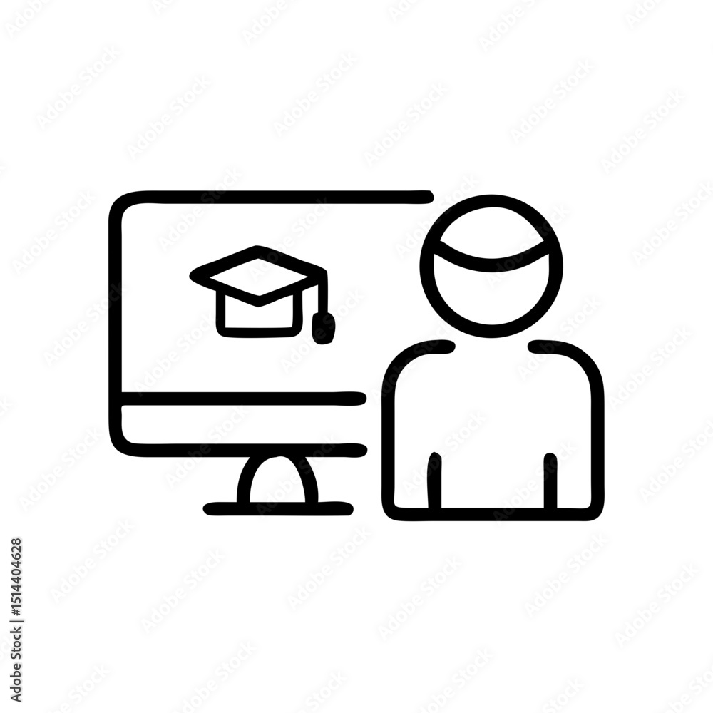 Poster online training icon on transparent background for web and graphic design