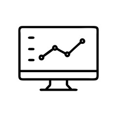 Monitor with graph icon on transparent background for web and graphic design