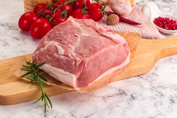 Raw pork meat piece for cooking