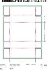 Corrugated clamshell box template die-cut packaging design