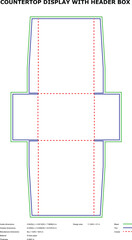 Countertop display box design template with header die-cut