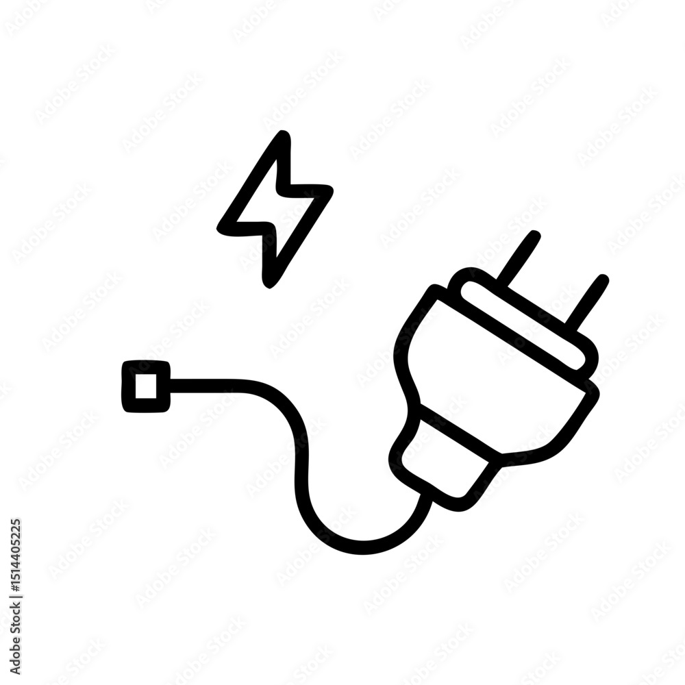 Poster power plug and bolt icon on transparent background for web and graphic design