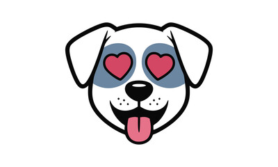 Obraz premium Dog Face with Heart Eyes Emoji Style