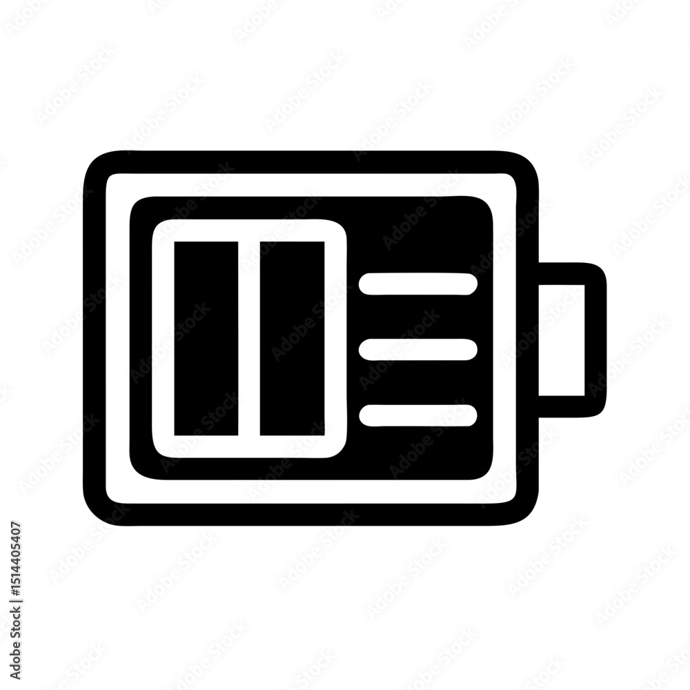Poster silhouette battery level icon on transparent background for web and graphic design