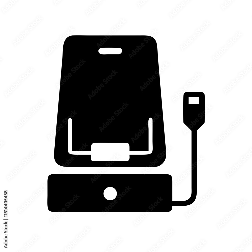 Poster silhouette charging dock icon on transparent background for web and graphic design