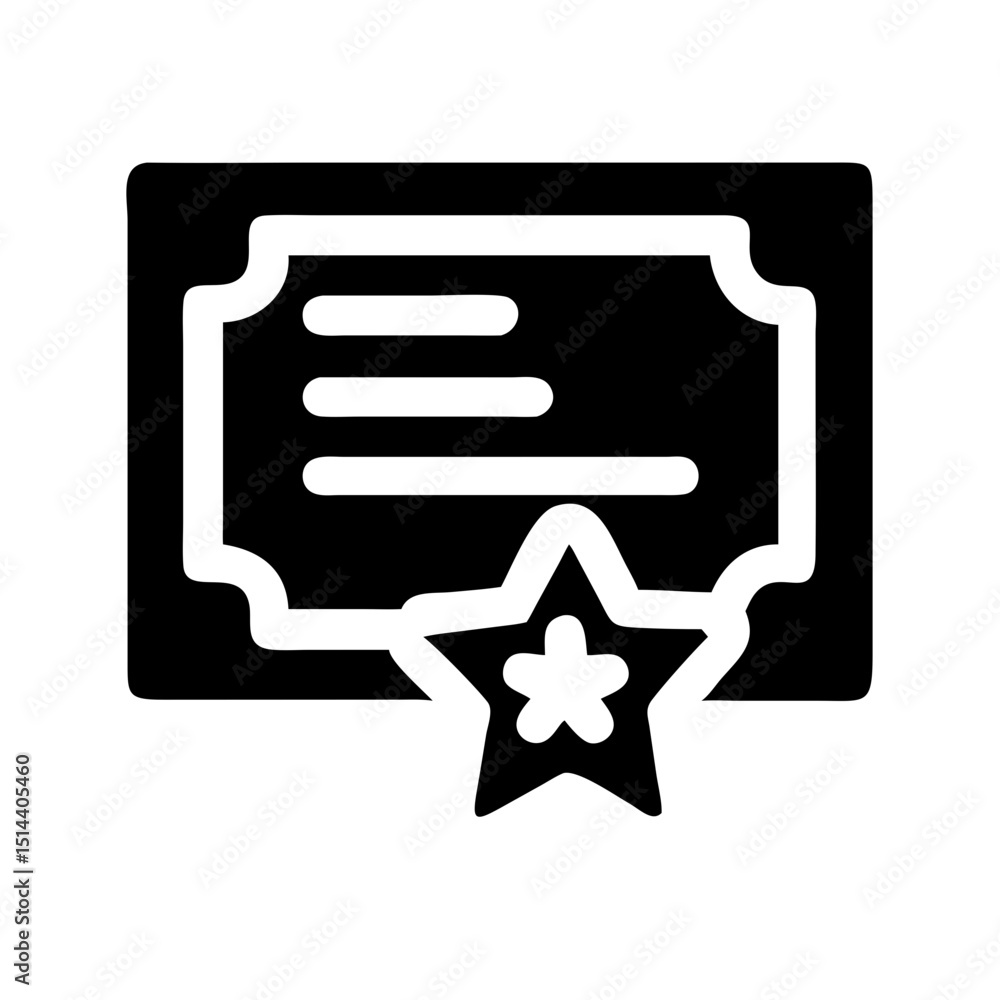 Poster silhouette certificate with star icon on transparent background for web and graphic design