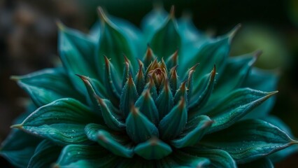 Fototapeta premium Close-up macro of a beautiful blue flower with green leaves, capturing the essence of nature's garden beauty in bloom
