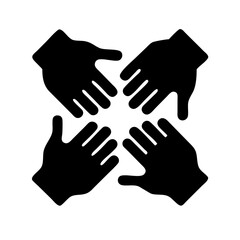 Silhouette collaboration hands icon on transparent background for web and graphic design