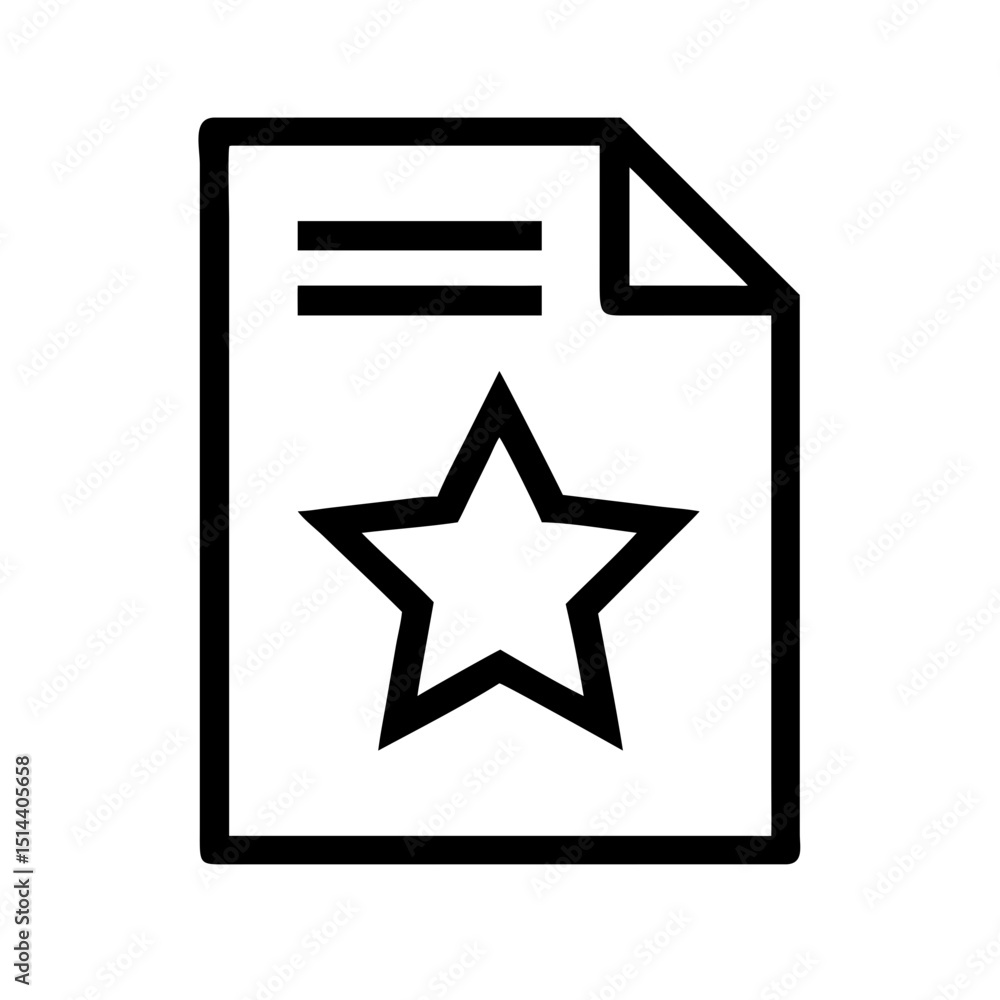 Aufkleber silhouette document with filled star icon on transparent background for web and graphic design