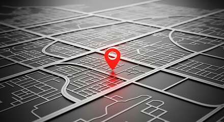Location Pin on Abstract City Map - Navigation and Destination