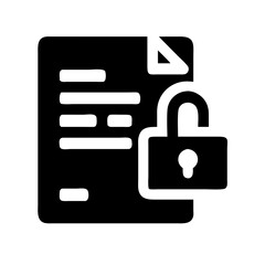 Silhouette document with lock icon on transparent background for web and graphic design
