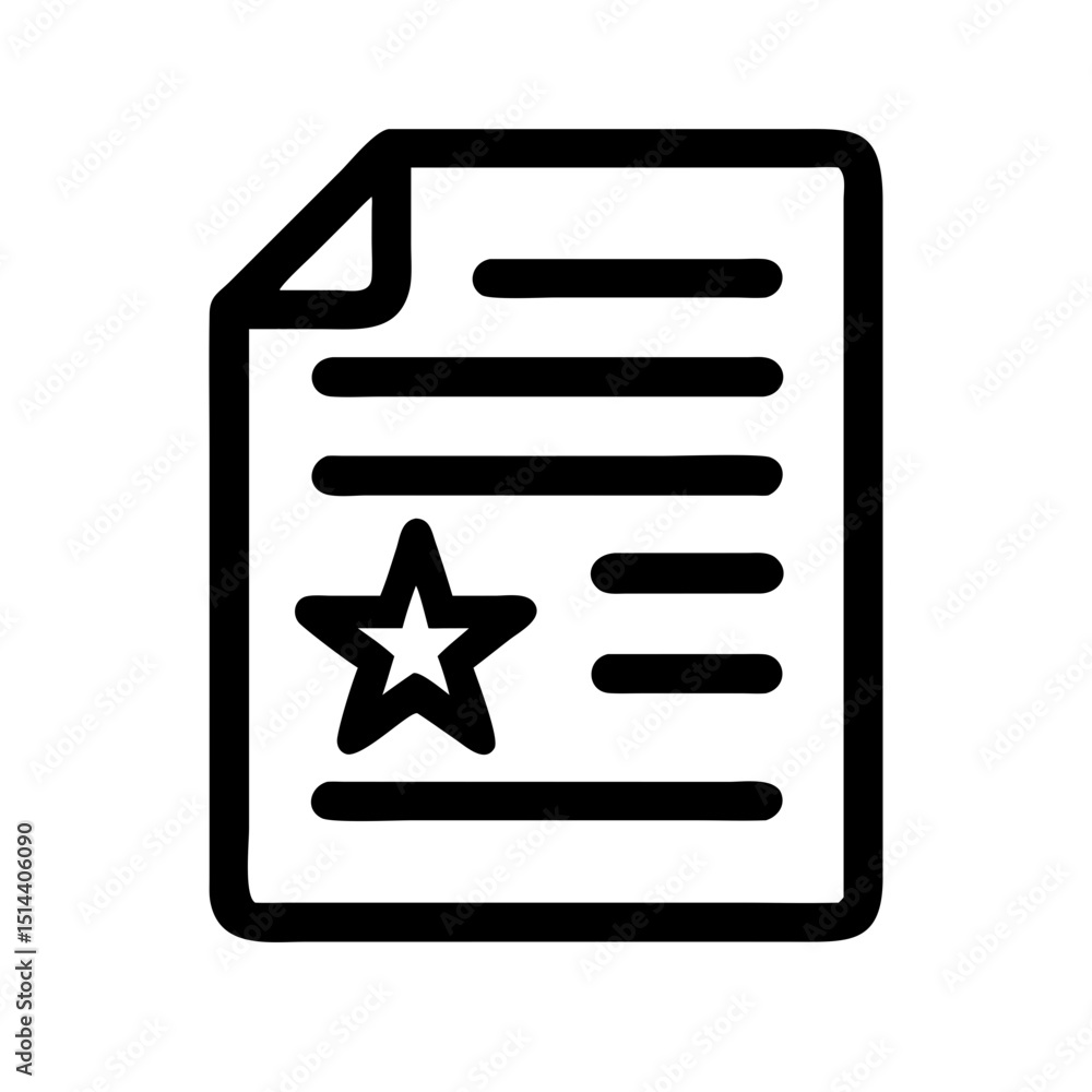 Aufkleber silhouette document with star icon on transparent background for web and graphic design