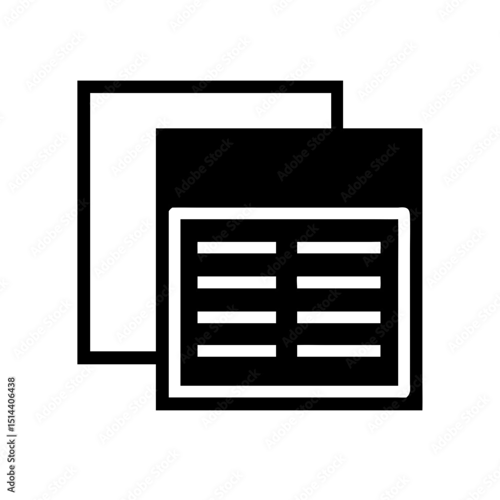Aufkleber silhouette double page document icon on transparent background for web and graphic design
