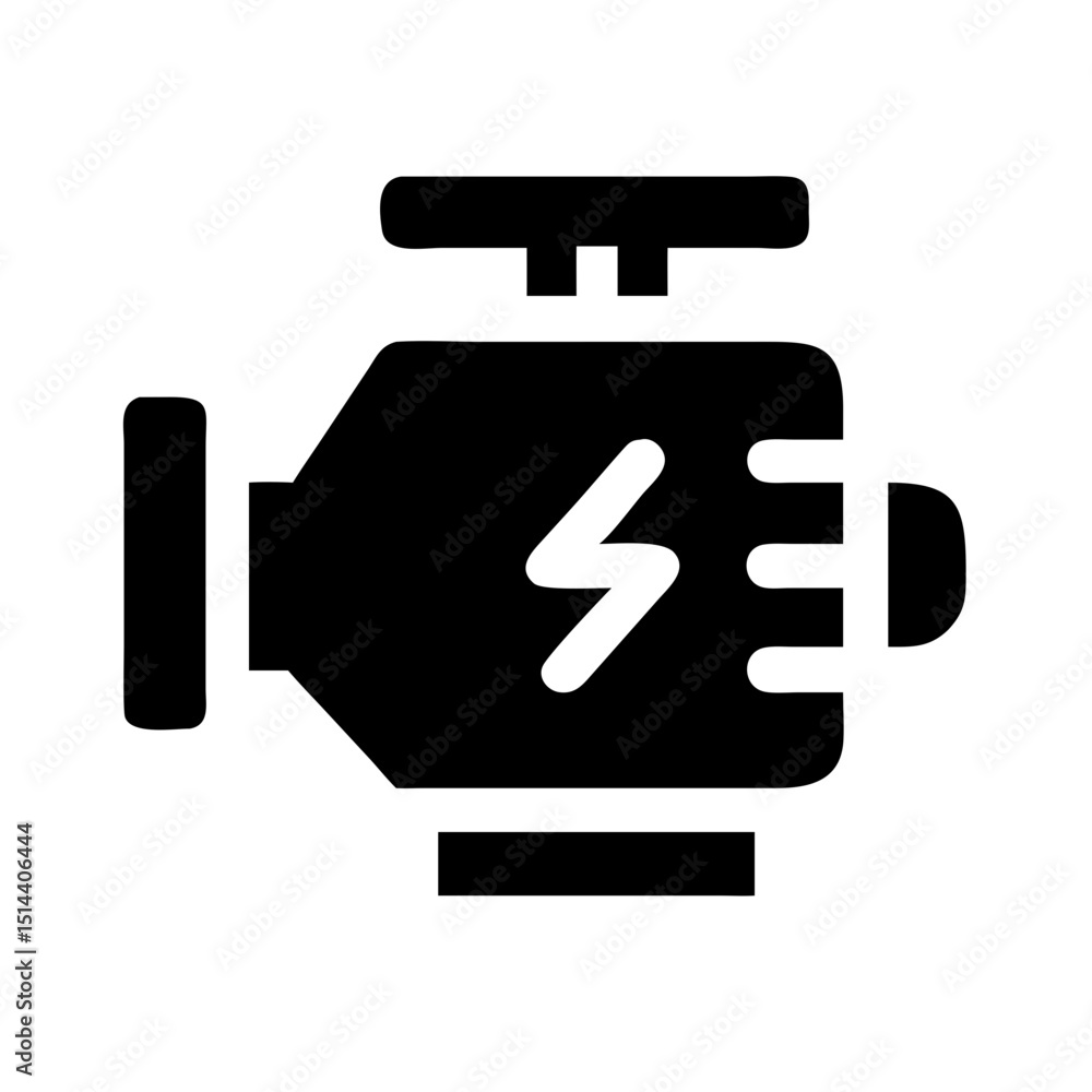 Poster silhouette engine charging icon on transparent background for web and graphic design