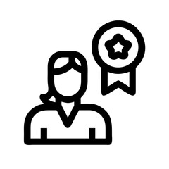 Silhouette employee reward icon on transparent background for web and graphic design