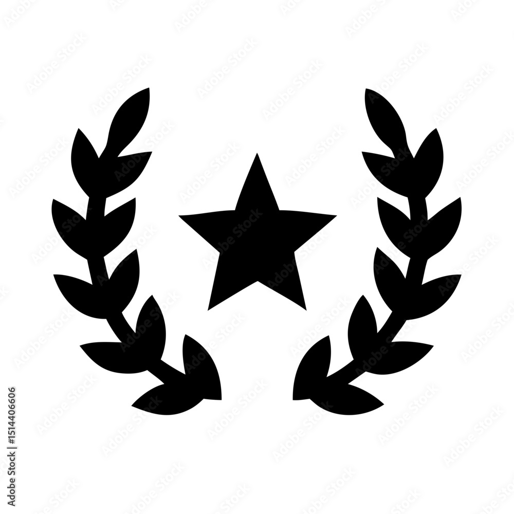 Aufkleber silhouette laurel with star icon on transparent background for web and graphic design