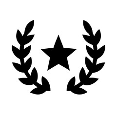 Silhouette laurel with star icon on transparent background for web and graphic design