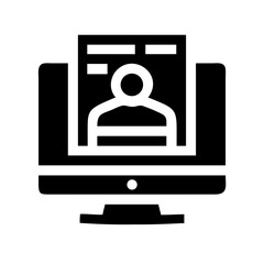 Silhouette online training icon on transparent background for web and graphic design