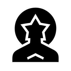 Silhouette person with star head icon on transparent background for web and graphic design