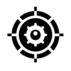 Silhouette target with gear icon on transparent background for web and graphic design