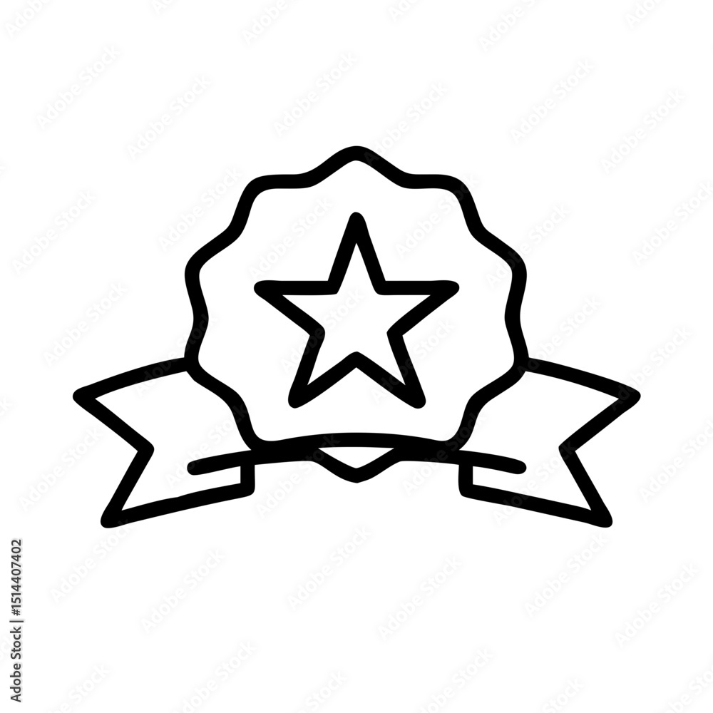 Aufkleber star badge with ribbon icon on transparent background for web and graphic design
