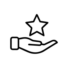 Star on hand icon on transparent background for web and graphic design