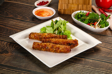 Fried Vietnamese spring roll with special sauce