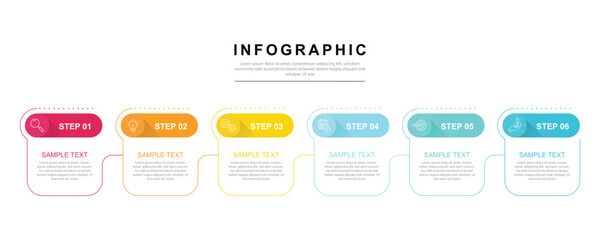 modern flat style business infographic  template 6 step or option.