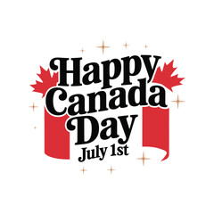 Happy Canada day July 1st typography colorful design vector illustration