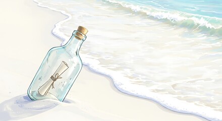 Message in a Bottle on a Sandy Beach