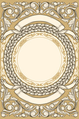 Decorative vintage ornate label design blank card
