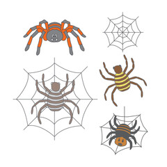 hand drawn vector collection of spiders
