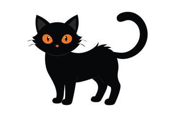 Black Cat Halloween on White Background Illustration
