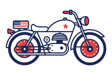 Fototapeta premium A patriotic vintage motorbike,bike vector illustration on white background.