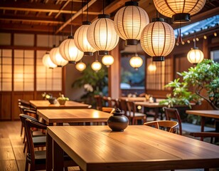 Warm interior, Japanese-style restaurant